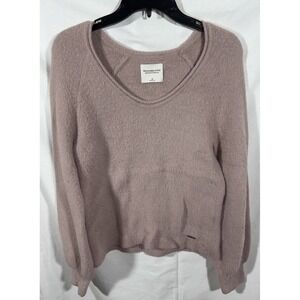 Abercrombie & Fitch Fuzzy Soft Collection Sweater‎ Size S Scoop Neck Dusty Rose